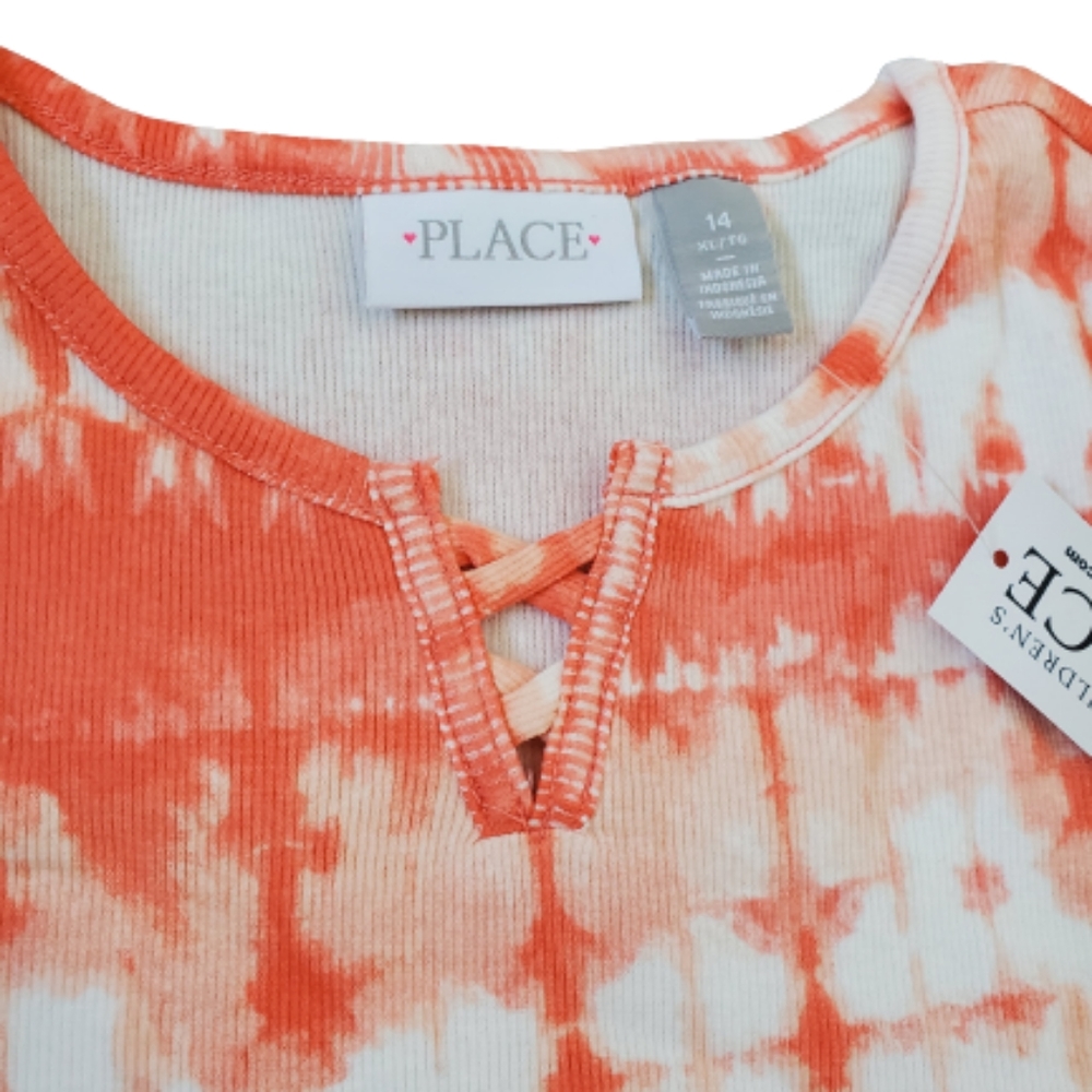 The children's place girls ribbed tie dye short sleeves tshirt, 14, oran… - Picture 3 of 7